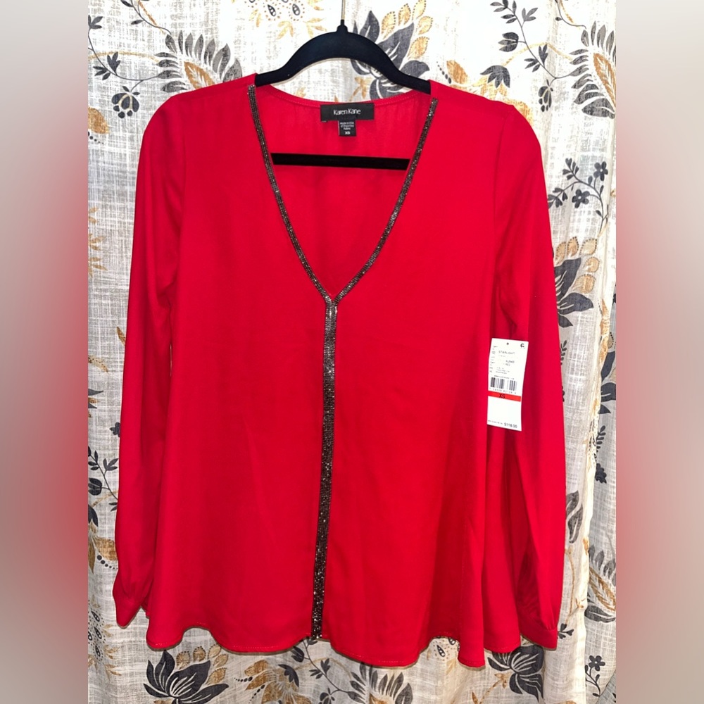 Karen Kane Red Blouse